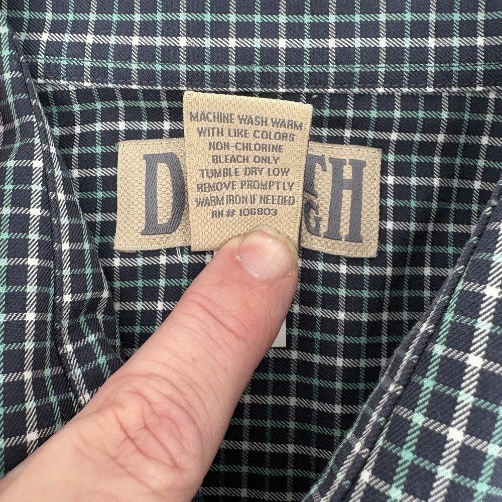 Duluth Trading Co Button Up Dress Shirt Men's L Dark Teal Blue Check Long Sleeve - Picture 5 of 10